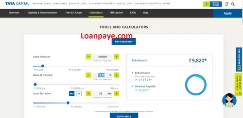 Travel Loan EMI Calculator Online
