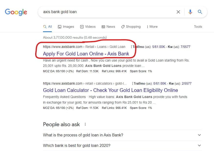 google me search karo axis bank gold loan