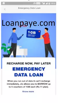 Step 5 My Jio Emergency Data Loan Online Apply, Open Myjio Emergency Data Loan