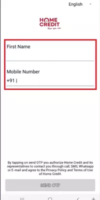 Home Credit Se Loan Kaise le: Step 2 Registered With mobile Number