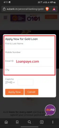 How to apply Au Small Finance Bank Gold Loan (5)