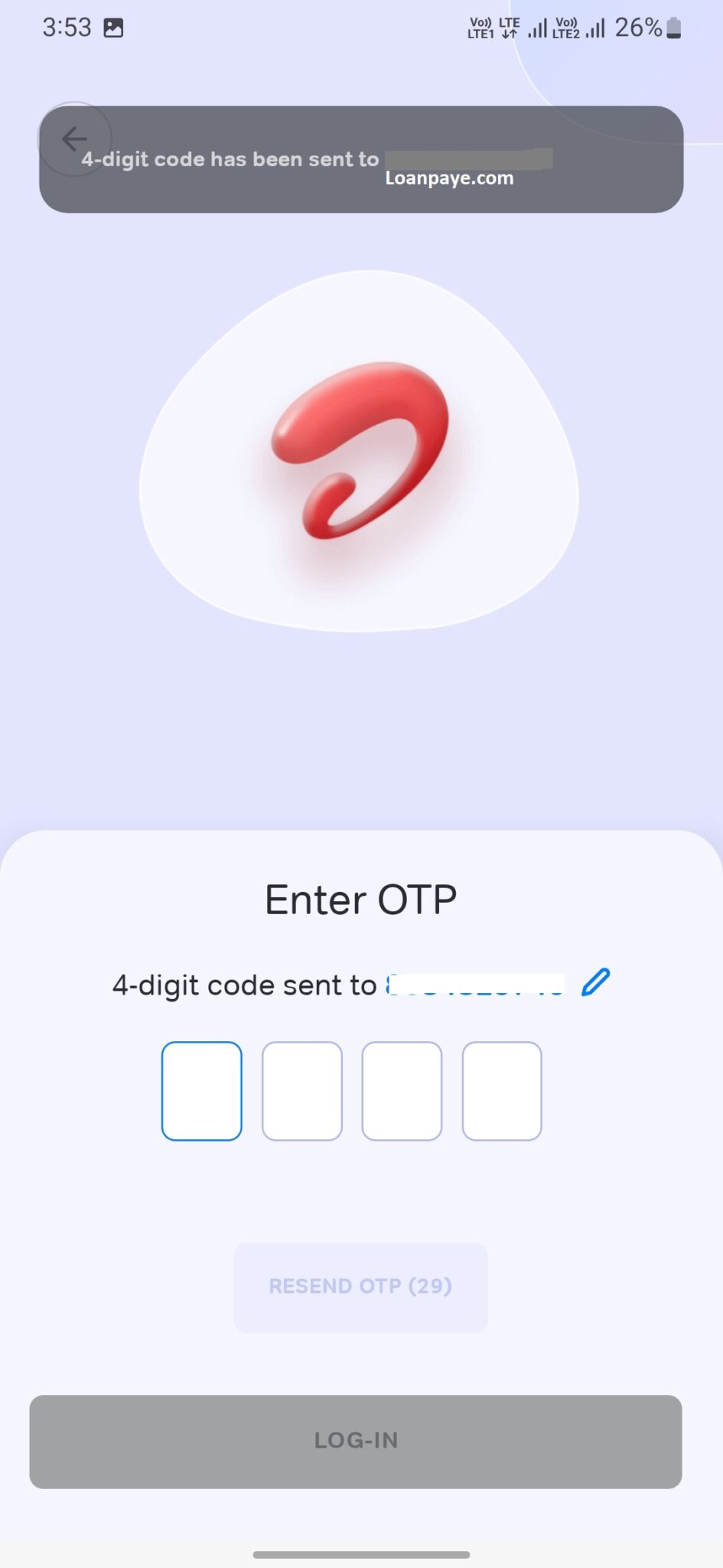 Enter OTP Airtel App