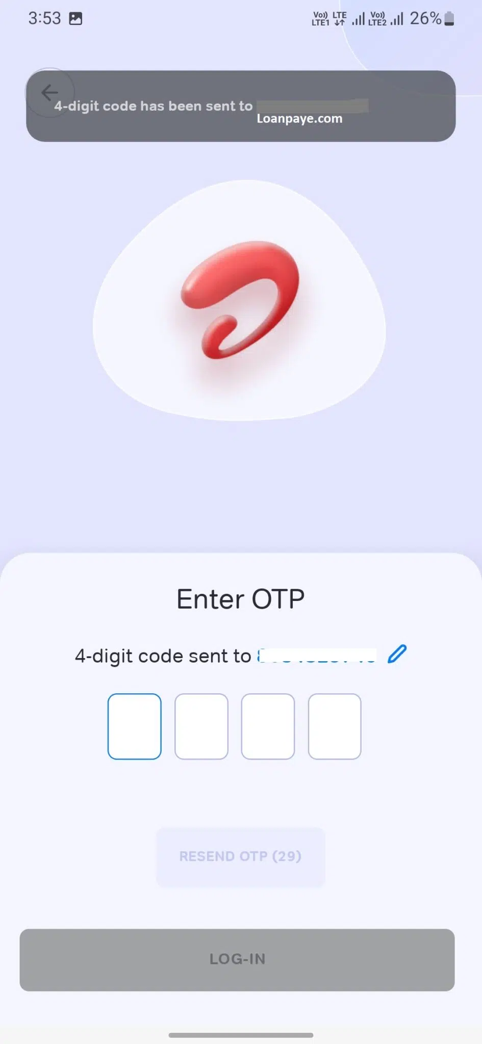 Enter OTP Airtel App