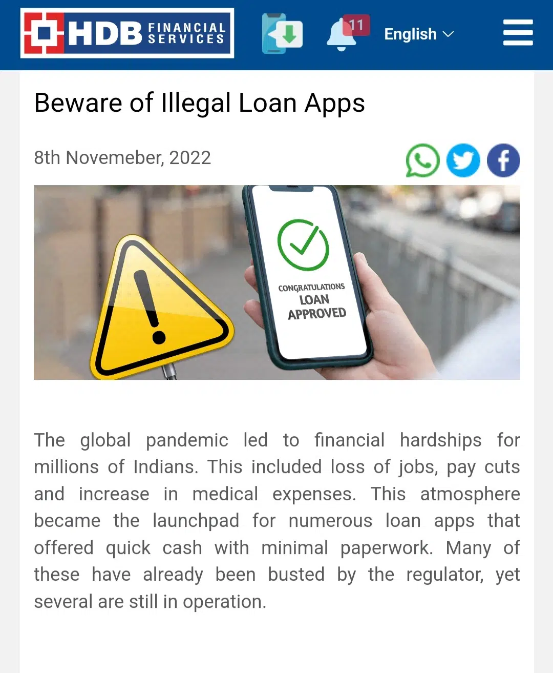 HDFC Bank report on illegal loan apps