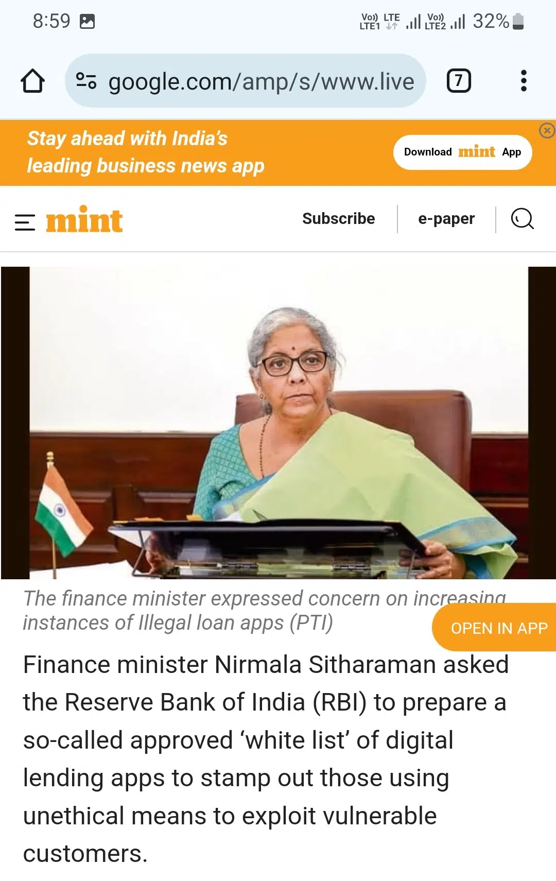 Mint report finance minister said