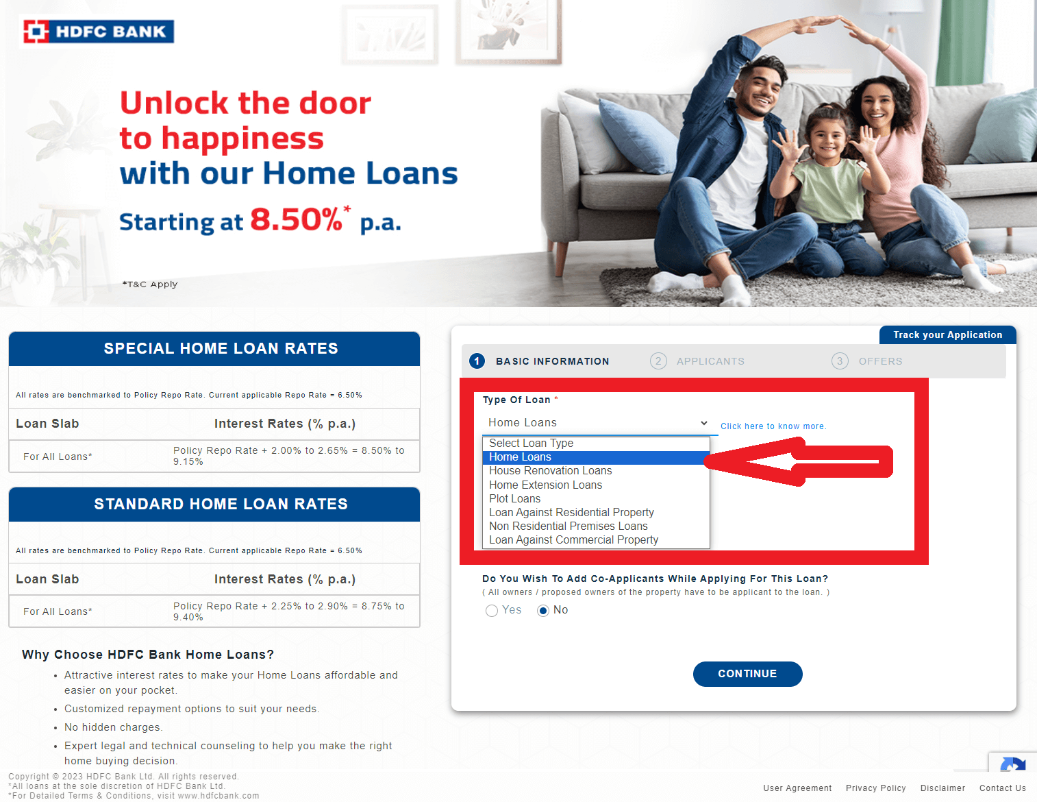 Now Home loan option ko choose kare or apni info dale