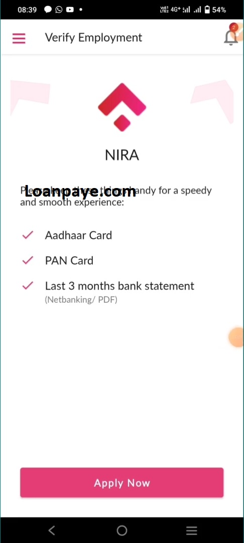 Now enter aadhar card pan card last 3 month bank detail for taking loan
