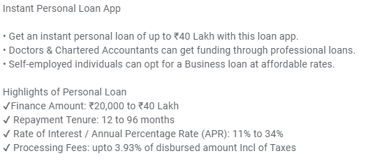 bajajfinserv loan app features and highlights