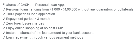 cashe loan app features