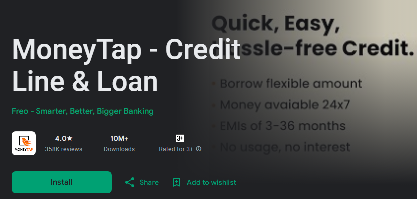 moneytap loan app google playstore scrshot