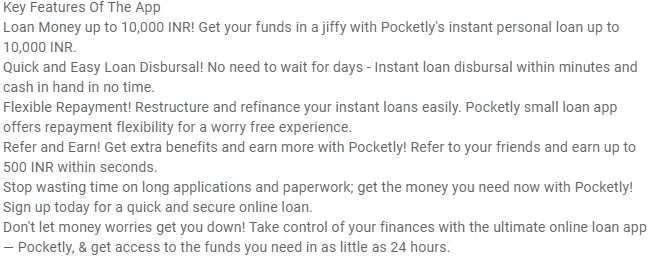 pocketly loan app features and details
