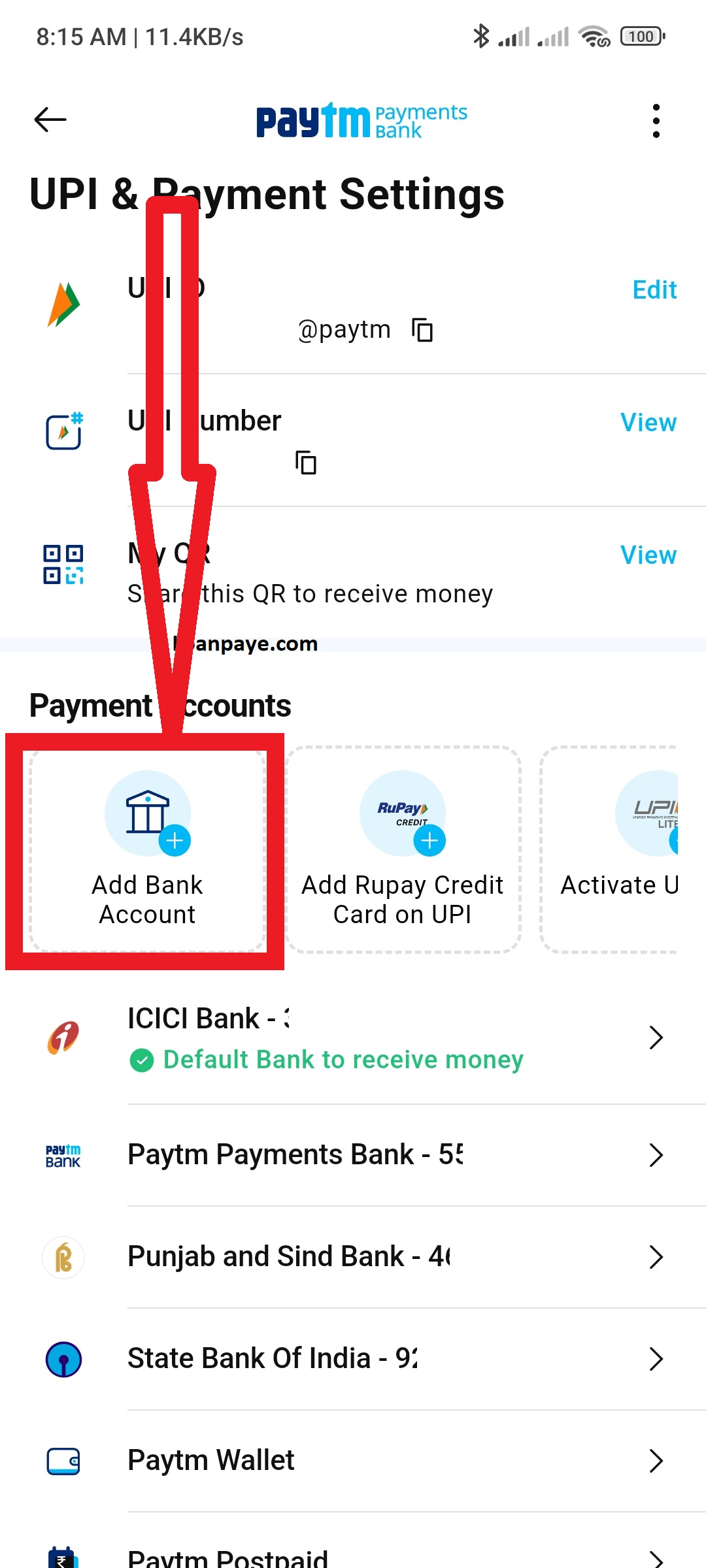 2 click on add bank account option or link your bank