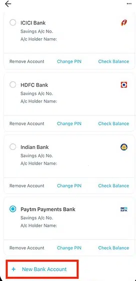 Link bank account paytm app par