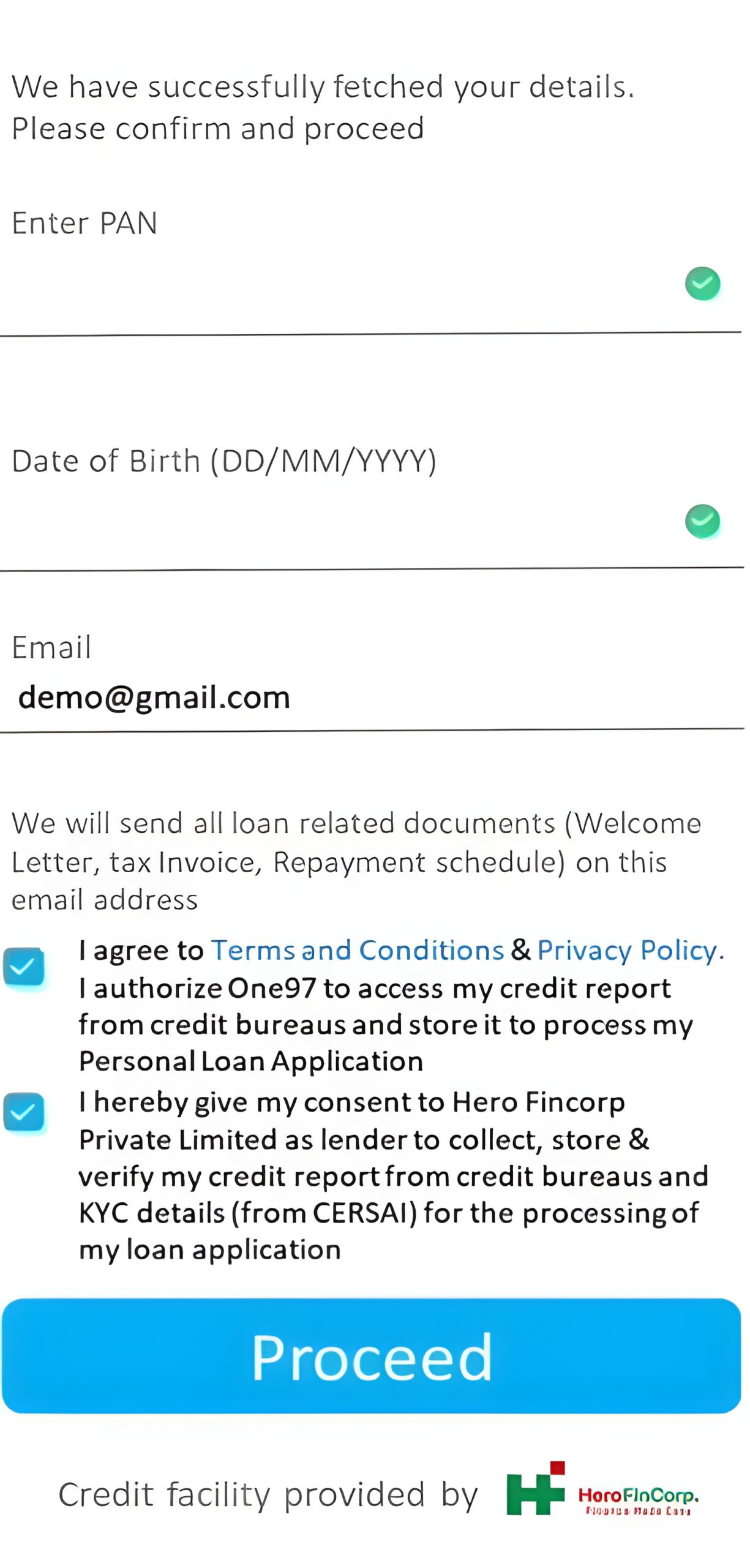 4 Now enter pan number date of birth and email id paytm loan