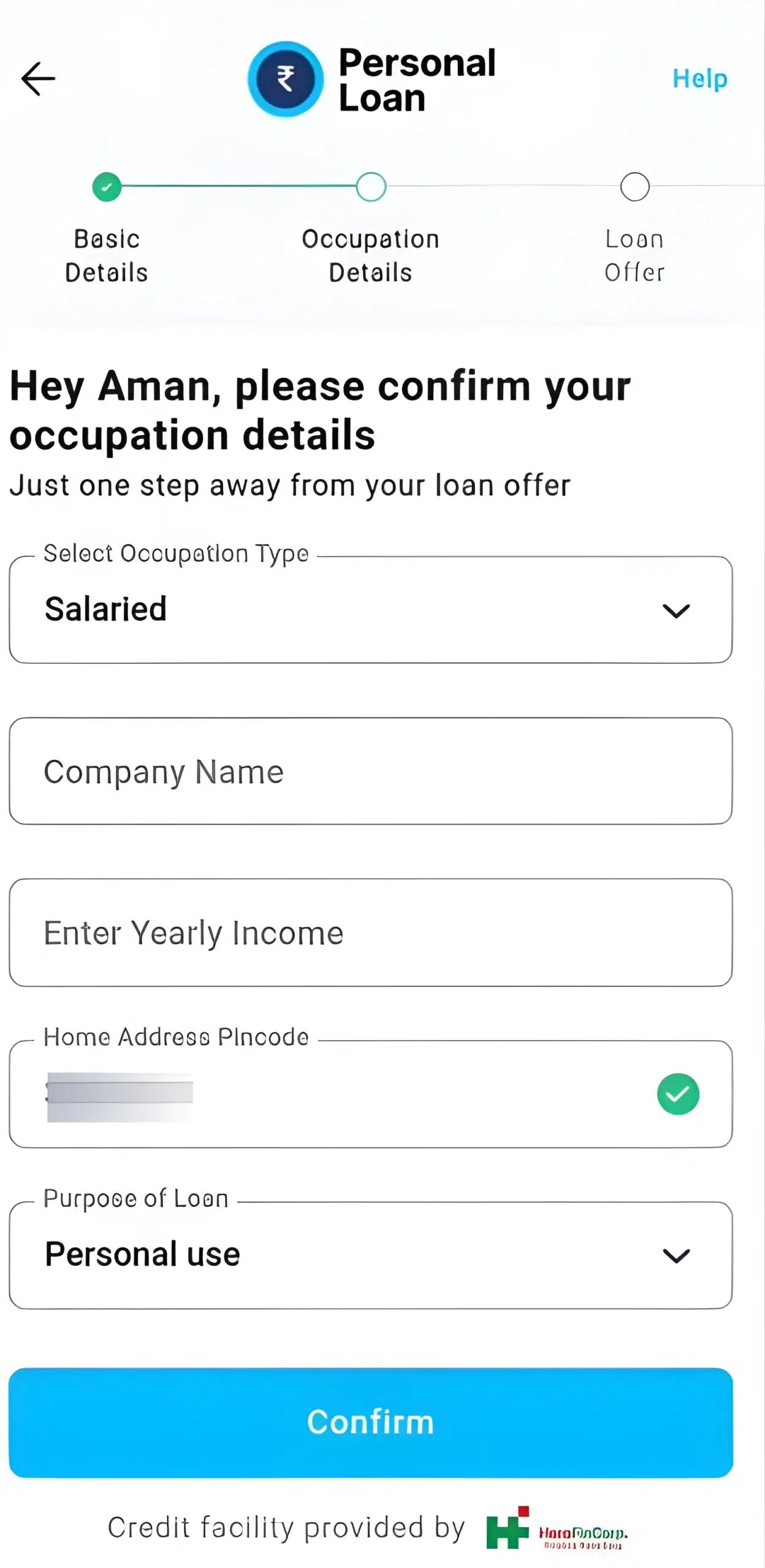 4 Now enter salary company name paytm personal loan