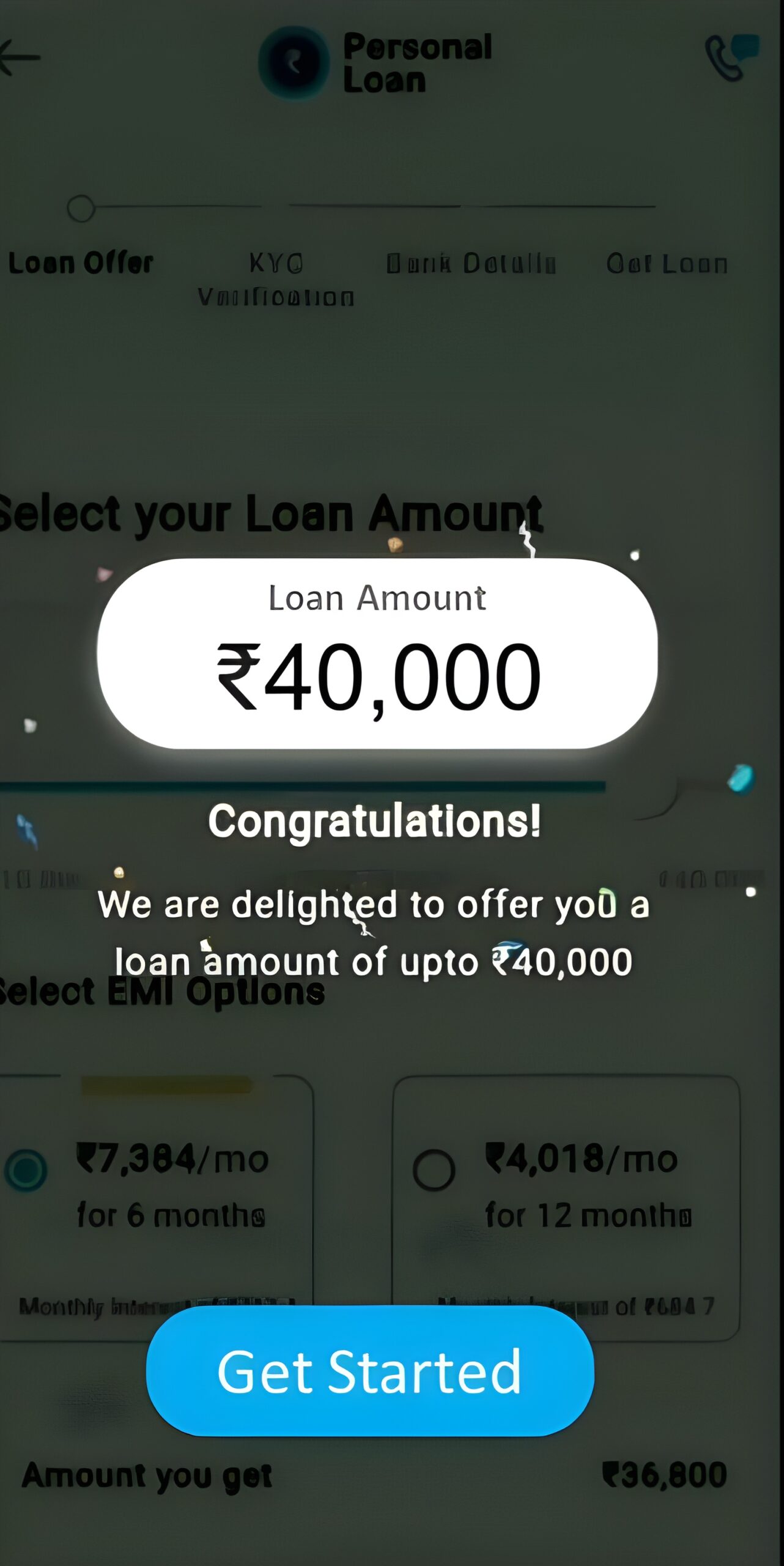 5 Now you see congratulation message from paytm personal loan