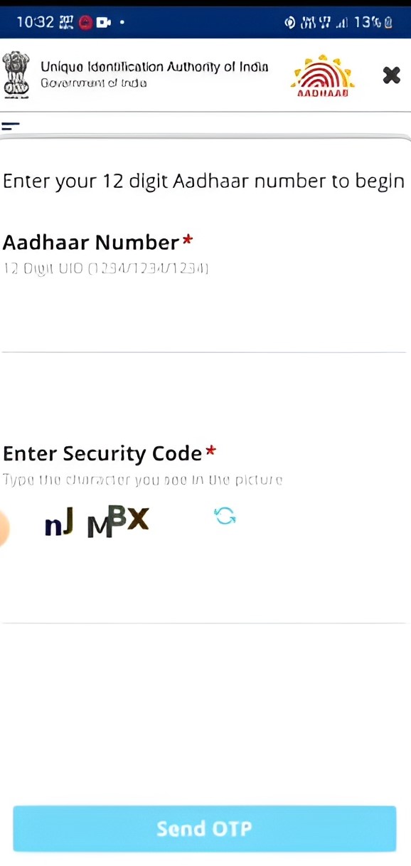 8 Now enter aadhar card number for personal loan