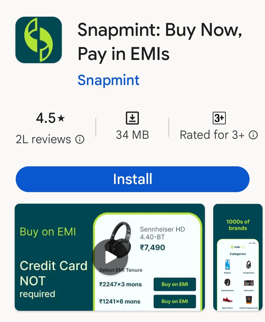 Install snapmint app from playstore
