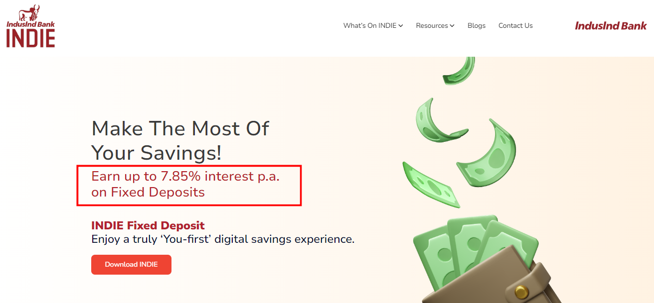 indie app fixed deposit interest