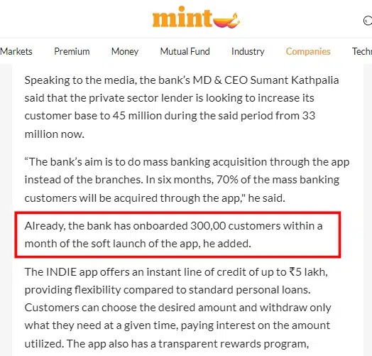 livemint wesite ke anusaar indie app