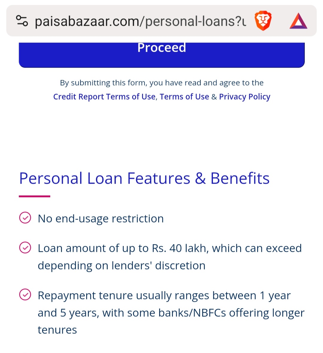 paisabazaar website personal loan features and benefits