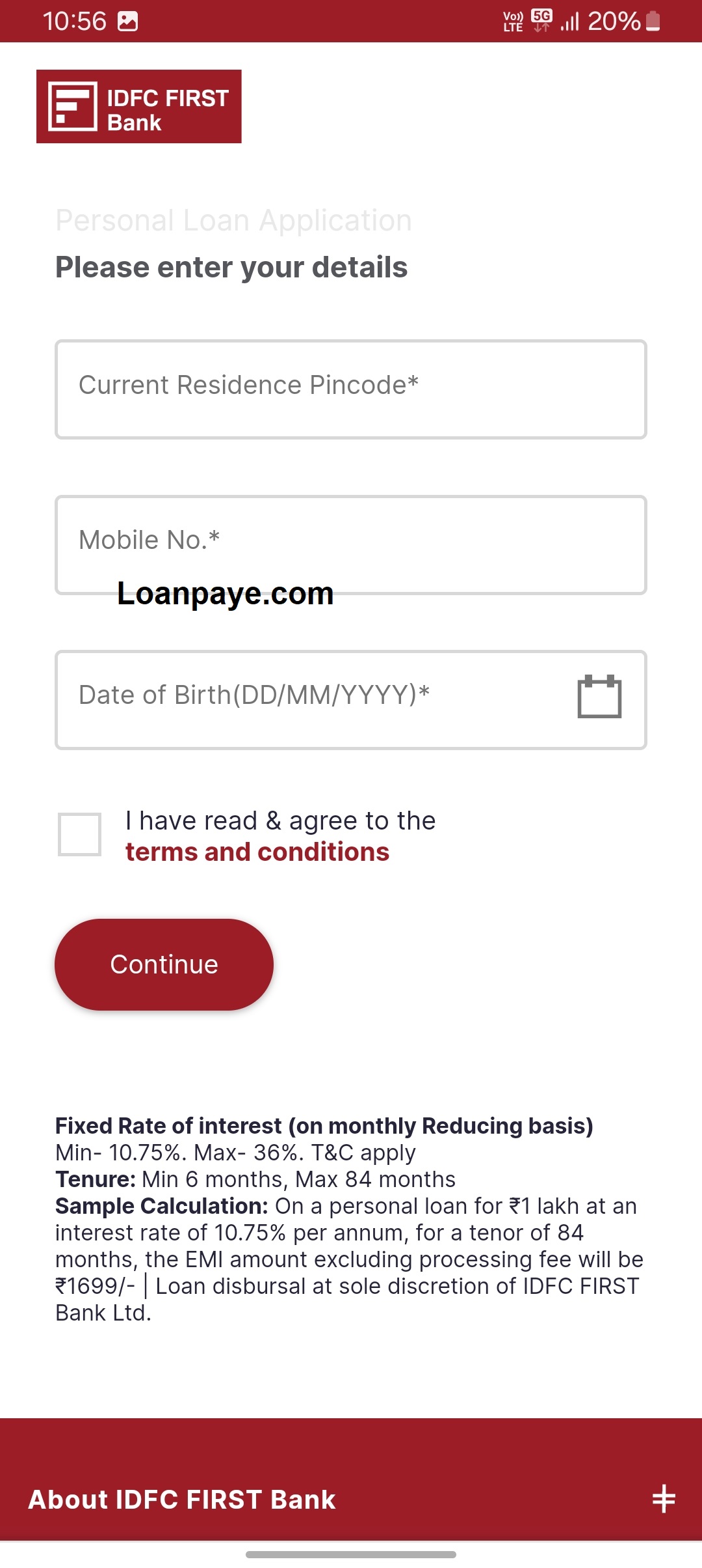 IDFC Bank se loan lene ke liye apply process online